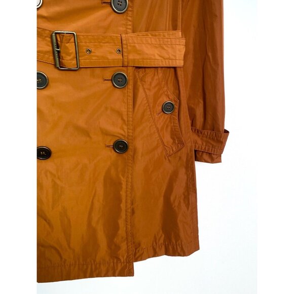 Burberry Brit Double-Breasted Orange Trench Coat With Belted Waist & Removable H - Picture 4 of 6
